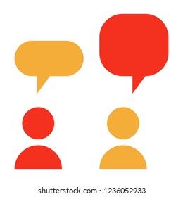 2 people having a dialogue. Vector trendy flat glyph icon. Conversation between two characters with speech bubbles