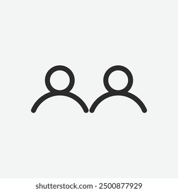 2 People icon. 2 People isolated on white background. 2 People vector illustration. Sign. Symbol. Button. Element. Silhouette. Logo. web
