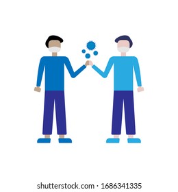 2 people meet each other high five. virus spread. covid-19 spread. corona spread