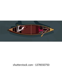 2 people paddling a canoe