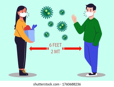 2 people separated 2 meters against covid-19