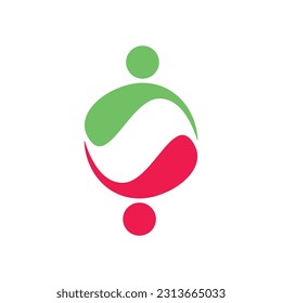 2 People togetherness and community concept logo abstract vector illustration eps