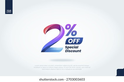 2 por ciento de Vector de Anuncio con tipografía de degradado 3D moderno para la promoción de la venta