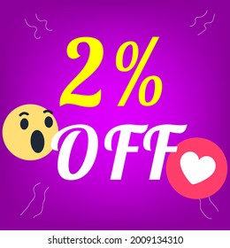 2 por ciento de descuento. Vector para promociones y ofertas..eps