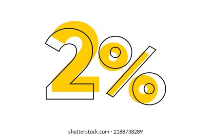 2 percent sale vector, two percent typography vector illustration