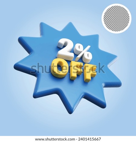 2 Percentage Off Sale Discount Number Blue 3D