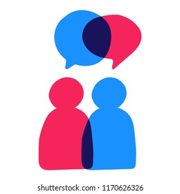 2 person discuss, chatting. Vector concept illustration on white background.