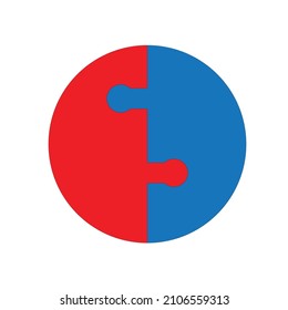Rompecabezas de círculo de 2 piezas - Ilustración , vector , icono 
