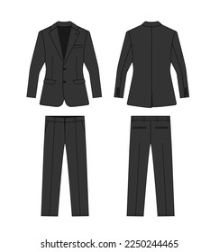 2 piece suits  vector template illustration | black