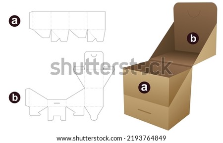 2 pieces flip box die cut template and 3D mockup