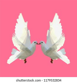 2 pigeon with pink background illustration vector