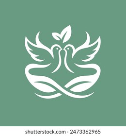 2 pigeons logo, simple and elegant, vector illustration