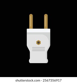 2 pin plug flat vector design isolated on black background