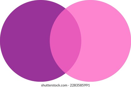 2 pink and purple color circles background with overlap layer. For wallpaper, cover, banner, poster and placard. Abstract flat background for business card and flyer template, vector illustration 