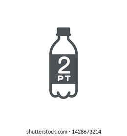 2 pint sign (pt mark) estimated volumes gallons (gal) Vector symbol gal packaging, labels used for prepacked foods drinks different gallons and pints. 2 pt vol single icon isolated on white background