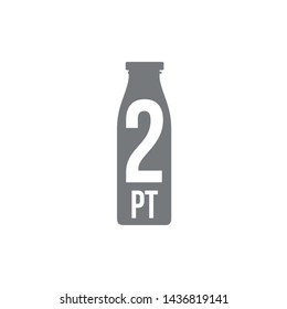 2 pint sign (pt mark) estimated volumes gallons (gal) Vector symbol gal packaging, labels used for prepacked foods drinks different gallons and pints. 2 pt vol single icon isolated on white background