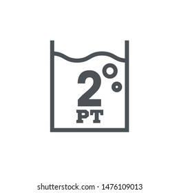 2 pint sign (pt mark) estimated volumes gallons (gal) Vector symbol gal packaging, labels used for prepacked foods drinks different gallons and pints. 2 pt vol single icon isolated on white background