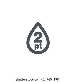 2 pint sign (pt mark) estimated volumes gallons (gal) Vector symbol gal packaging, labels used for prepacked foods drinks different gallons and pints. 2 pt vol single icon isolated on white background