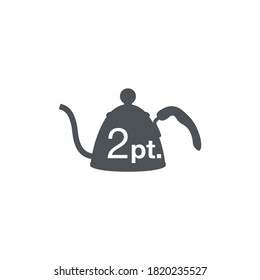 2 pint sign (pt mark) estimated volumes gallons (gal) Vector symbol gal packaging, labels used for prepacked foods drinks different gallons and pints. 2 pt vol single icon isolated on white background