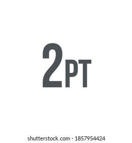 2 pint sign (pt mark) estimated volumes gallons (gal) Vector symbol gal packaging, labels used for prepacked foods drinks different gallons and pints. 2 pt vol single icon isolated on white background