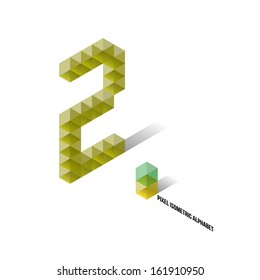 2 - Pixel Isometric Alphabet - Numbers - Vector Illustration - Typography
