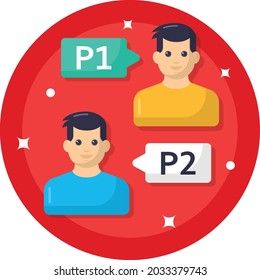 2 Player Game Concept, P1 vs P2 Vector Icon Design, Esports or mind sport Symbol, Electronic sports Equipment Sign, Video gaming hardware Stock illustration