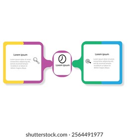 2 points stage template for comparison opposite infographic concept for slide presentation with big outline table