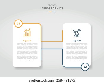 2 points template comparison concept for infographic with vertical box connect or linked by line with drop shadow style with two point list information vector