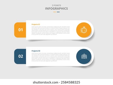 2 points template comparison concept for infographic with round rectangle with circle badge and drop shadow style with two point list information vector