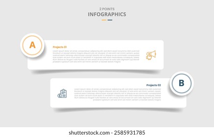 2 points template comparison concept for infographic with round rectangle box with circle badge with drop shadow style with two point list information vector