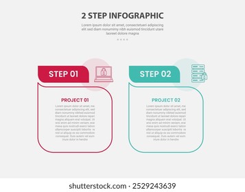 2 points template infographic outline style with 2 point stage or step comparison template with table box with fluid line like comment discussion shape for slide presentation vector