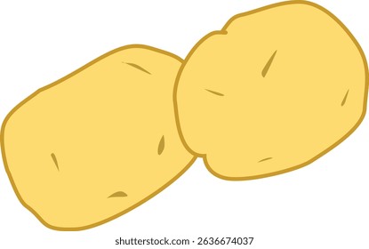 2 Potato illustration, food vector, natural ingredient, yellowish color, simple design, cartoon style