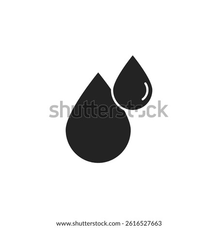 2 props of water black filled isolated illustration for medicine or User Interface. Vector icon in flat style