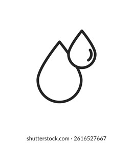 2 props of water black outlined isolated illustration for medicine or User Interface. Vector icon in flat style