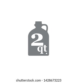 2 quart sign (qt mark) estimated volumes gallons (gal) Vector symbol gal packaging, labels used for prepacked foods drinks different gallons and quarts. 2 qt vol single icon isolated white background