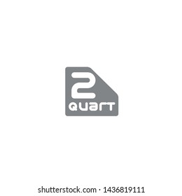2 quart sign (qt mark) estimated volumes gallons (gal) Vector symbol gal packaging, labels used for prepacked foods drinks different gallons and quarts. 2 qt vol single icon isolated white background