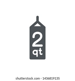 2 quart sign (qt mark) estimated volumes gallons (gal) Vector symbol gal packaging, labels used for prepacked foods drinks different gallons and quarts. 2 qt vol single icon isolated white background