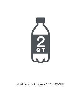 2 quart sign (qt mark) estimated volumes gallons (gal) Vector symbol gal packaging, labels used for prepacked foods drinks different gallons and quarts. 2 qt vol single icon isolated white background