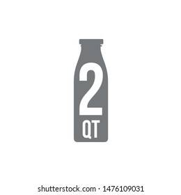 2 quart sign (qt mark) estimated volumes gallons (gal) Vector symbol gal packaging, labels used for prepacked foods drinks different gallons and quarts. 2 qt vol single icon isolated white background