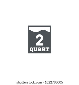 2 quart sign (qt mark) estimated volumes gallons (gal) Vector symbol gal packaging, labels used for prepacked foods drinks different gallons and quarts. 2 qt vol single icon isolated white background