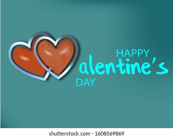 2 realistic red heart for decorative design. Valentine love red background. Invitation, greeting card. Vector realistic. Love heart frame