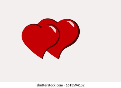 2 red 3D hearts with glare. The Symbol Of Valentine's Day