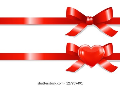 2 Red Bow With Gradient Mesh, Isolated On White Background, Vector Illustration