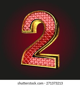 2 red letter with gold