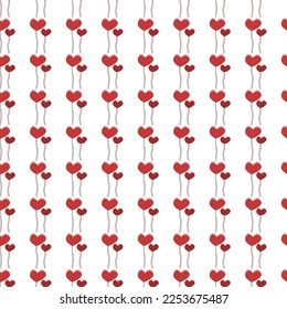 2 red pink hearts rope seamless fabric pattern	