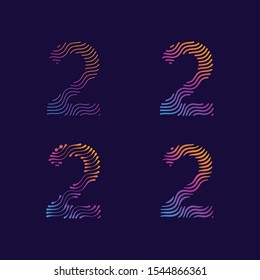 2 Regular Number Modern Unique Wave Line for fashion decoration background cover wall graphic element for all company profile and personal with high end look