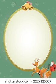 2 Reindeers Pulling Santa Claus Sleigh Christmas Postcard Portrait