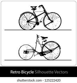 2 retro bicycle silhouette