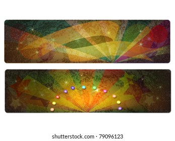 2 retro textured horizontal multicolored headers.