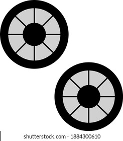 2 Retro Vintage Car Wheels Illustration Concept